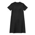 thumbnail image 4 of Women's Crew Neck T-Shirt Dress, Short Sleeve Relaxed Fit Straight Cut Mini Dress, Basic Casual Slimming Dress for Everyday Wear, Spring and Summer Outfits Black L, 4 of 4