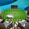 thumbnail image 6 of Rugby Sport Round Tablecloth, Fitted Table Cover with Elastic for 45"-54" Round Tables, American Football Field Stadium Table Cloth Outdoor Indoor Dinning Party Waterproof Tablecloths, 6 of 7