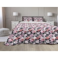 thumbnail image 1 of Floral Comforter & Sham Bedding Set, Modern Design Rose Bouquets on Quirky Geometric Background Illustration, 3 pcs Duvet Set Microfiber Filling Quilt, 5 Sizes, Pale Pink Coral Grey, by Ambesonne, 1 of 4