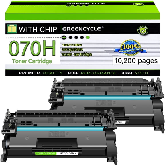GREENCYCLE 2 Pack Compatible for Canon 070H 070 CRG070H CRG070 CRG-070H CRG-070 Black Toner Cartridge Replacement with Canon ImageCLASS MF465dw MF462dw LBP247dw LBP246dw Printer