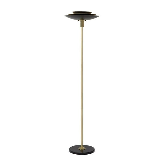 NOVA OF CALIFORNIA Rancho Mirage Torchiere Floor Lamp - Matte Black & Gold-Leaf Shade