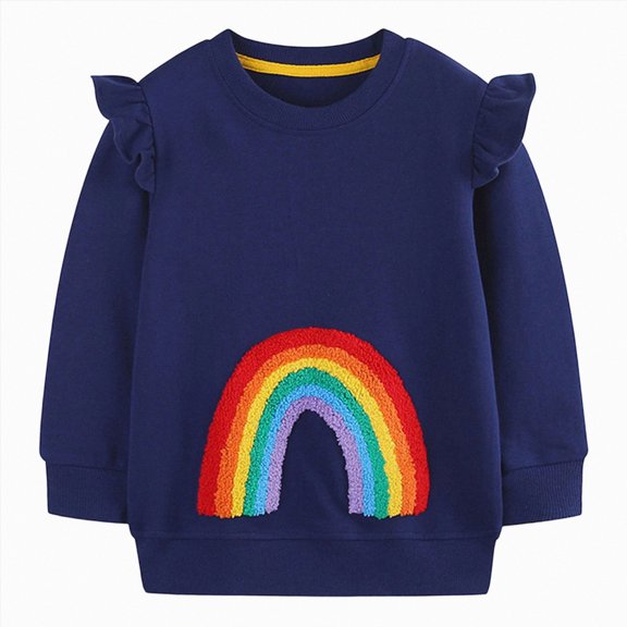 mgoYE Little Girls Sweatshirts 2T 3T 4T 5T 6T 7T Cotton Long Sleeve Crewneck Pullover Toddler Kids Winter Warm Shirt Sweater Tops(Black,3-4 Years)