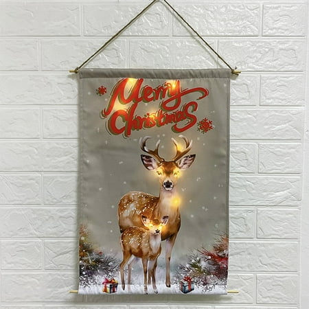 

Avdolw LED Light-up Christmas Wall Banner: Traditional Holiday Decor with Santa Snowman and Deer for Home and Gifts
