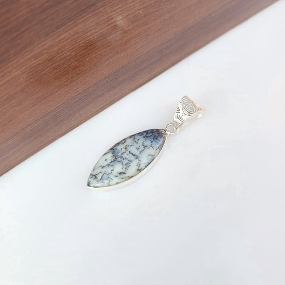 Marquise Dendriti Opal Pendant 925 Sterling Silver Natural Gemstone Handmade Boho Pendant Jewelry Gift For Her