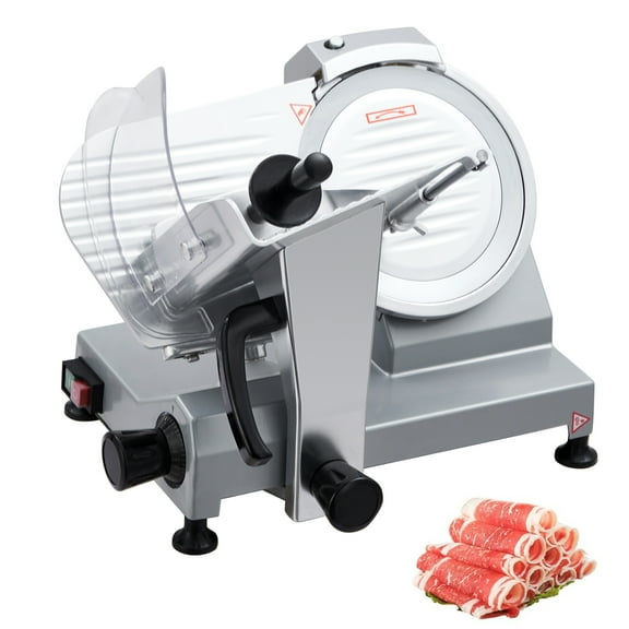 Garvee Commercial Meat Slicer | 12" Electric Food Slicer | 270W Semi-automatic Mode | Stainless Steel | Adjustable Thickness 0-15mm | Home & Commercial Use | Silver