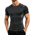 thumbnail image 2 of SeCaotees Men's Short‑Sleeve Muscle Tee Raglan Seam Crew Neck Stretchy Fabric Slim Fit Lightweight Breathable For Workout Gym Daily Tops Black,L, 2 of 9