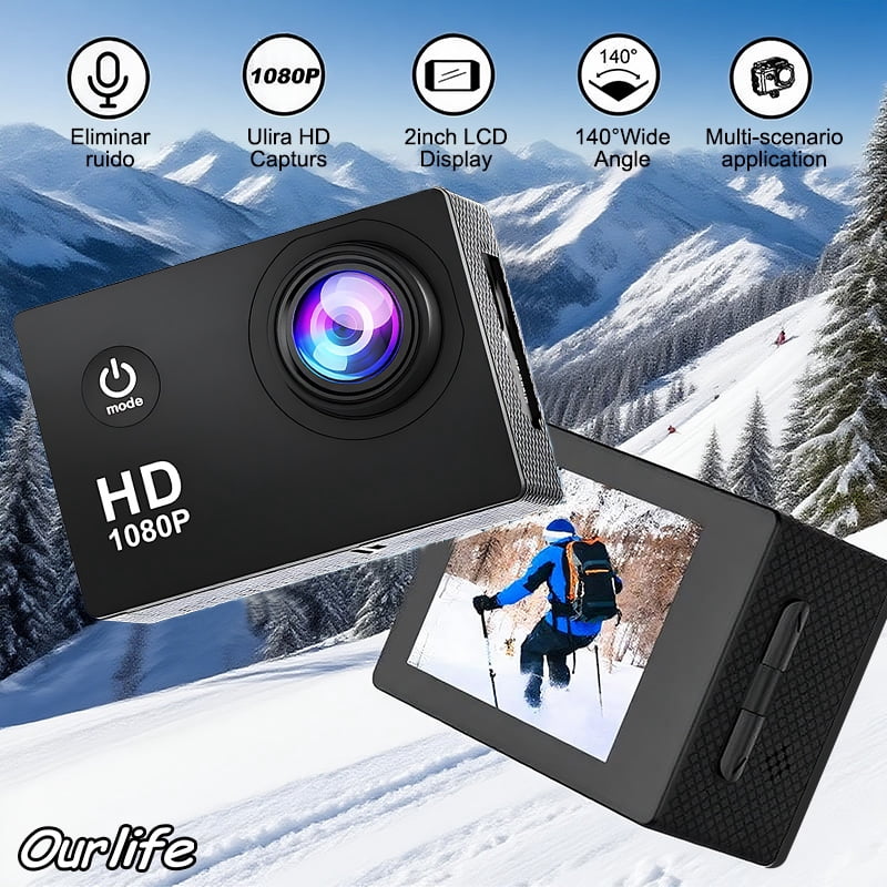 Ourlife Action Camera 1080P HD with Waterproof Case 30M Wearable Pocket Video Camera with 90° Wide Angle 12MP Photos 32GB Support, Mini Sports Camera for Teens Cycling Diving Outdoor Adventure Black