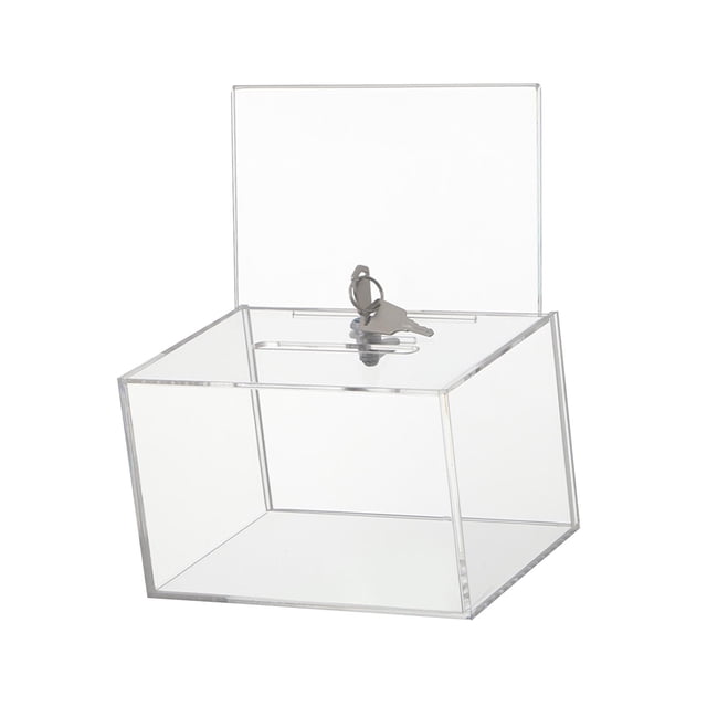Caja de donación de acrílico, caja para rifa transparente con cerradura con ranura, buzón de correo, urna de , urna de votación para escritorio