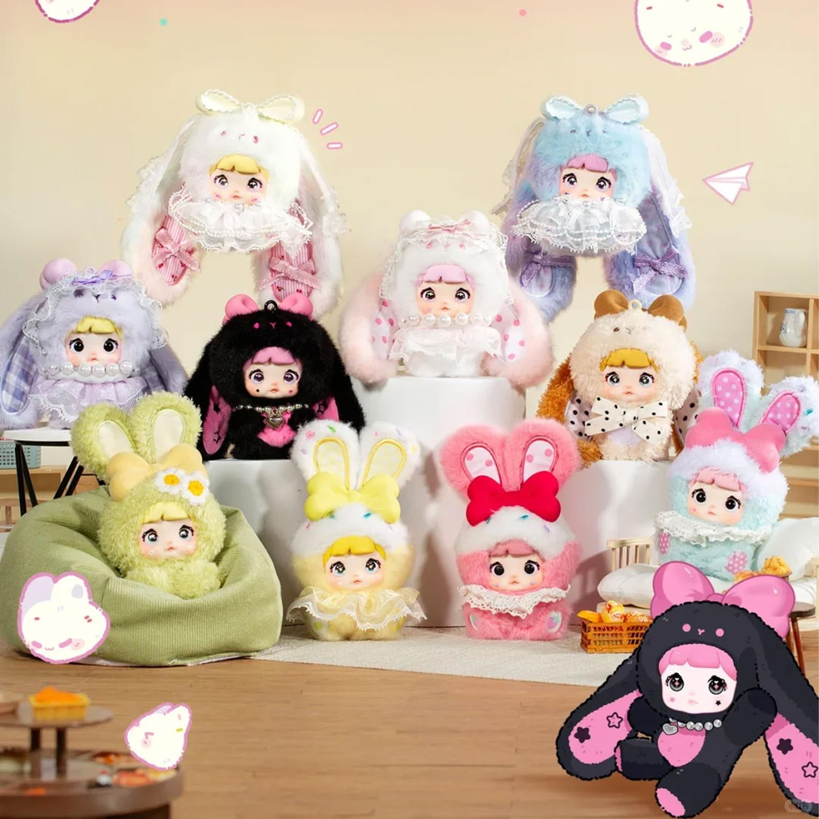 Blind Box Plush Blind Box Small Cute Plush Bunny Stuffed Animal Stuffed Bunny Plush Collectible Doll for Display Gifting Single Pack
