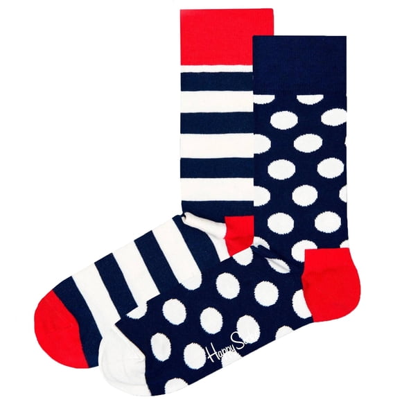 Happy Socks Calcetines unisex, paquete de 2 - Classic Crew, algodón orgánico, mezcla de colores Big Dot 36-40