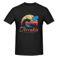 thumbnail image 2 of Visita Arrakis - Camiseta de manga corta 100 % algodón para hombre, estilo vintage desgastado, con diseño de surf, dunas y ciencia ficción, 2 of 5