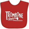 thumbnail image 3 of Inktastic Trombone  Rough  White Text Boys or Girls Baby Bib, 3 of 4