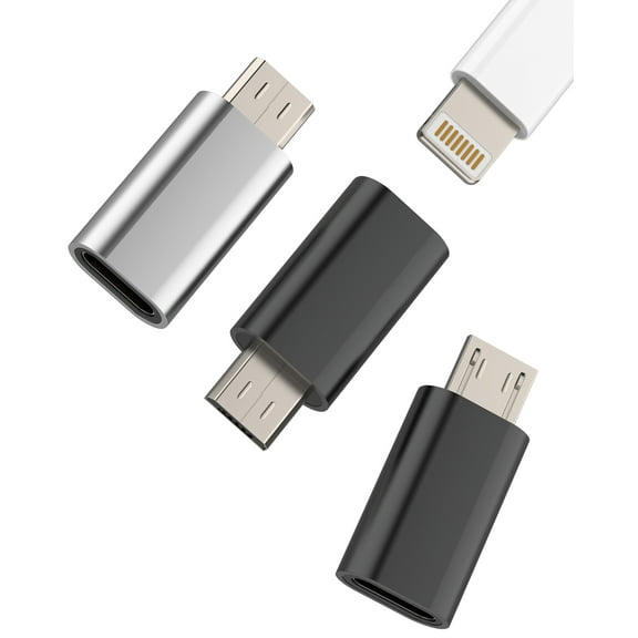 Micro USB male to Lightning Female Charger Adapter(3 Pack) for iPhone Cable Android Data Transfer Compatible for Samsung Galaxy S6 S7 edge  Active note 4 Note 5 A7 A11 for iPad for Apple Charging