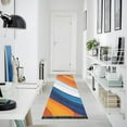 thumbnail image 4 of Yayeee Runner Rug for Bedroom 2'x6' Machine Washable Hallway Non Slip Mat, Orange Abstract Wavy, 4 of 8