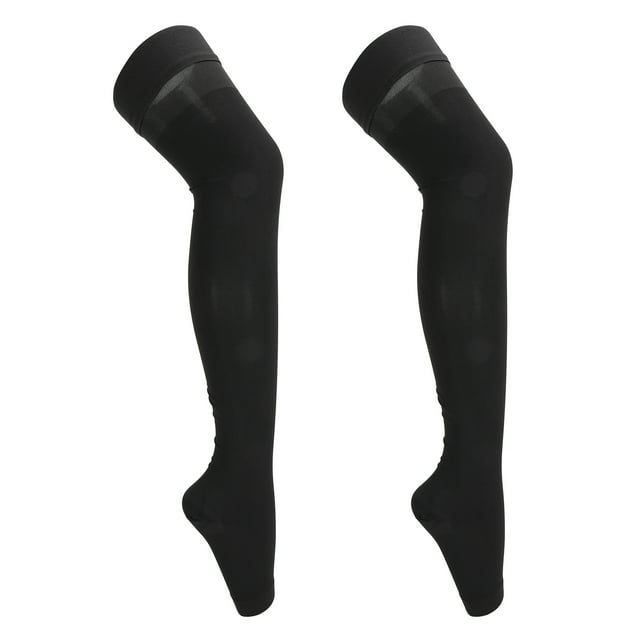 Open Toe Compression Socks Class II Black 23 To 32mmHg Lightweight Comfortable Elastic Support Stockings for Women L