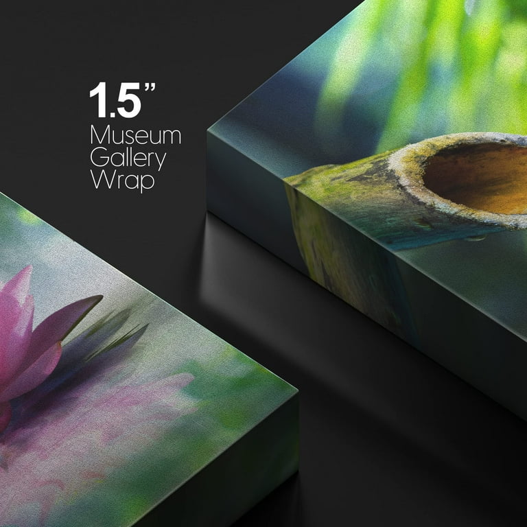 wall26 Canvas Print Wall Art Zen Garden with Bamboo and Pink Water