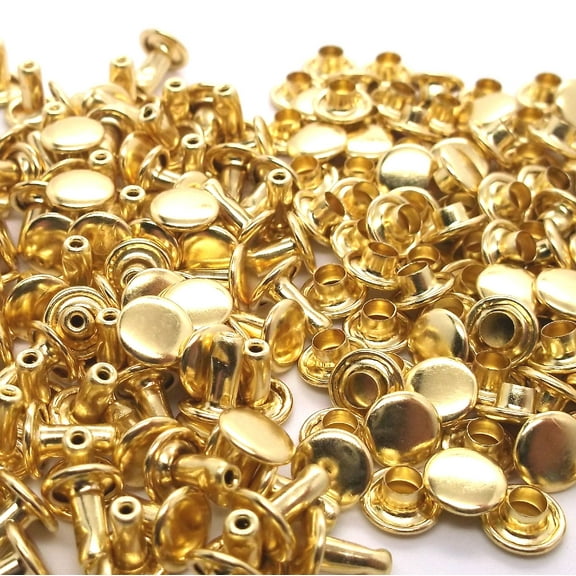Tandy Leather Solid Brass Medium Double Cap Rivets 100 Pack 1381-11
