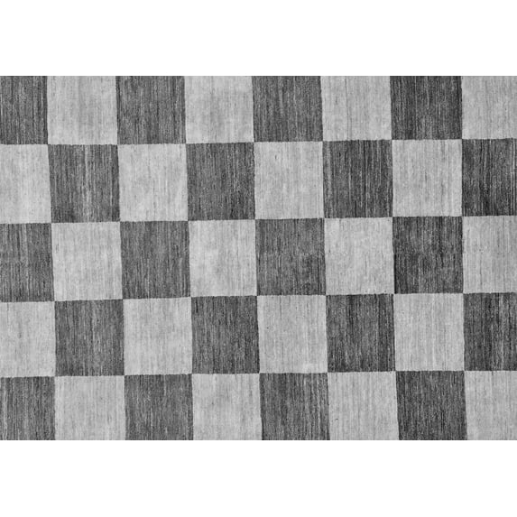 Ahgly Company Indoor Rectangle Checkered Gray Modern Area Rugs, 2' x 5'