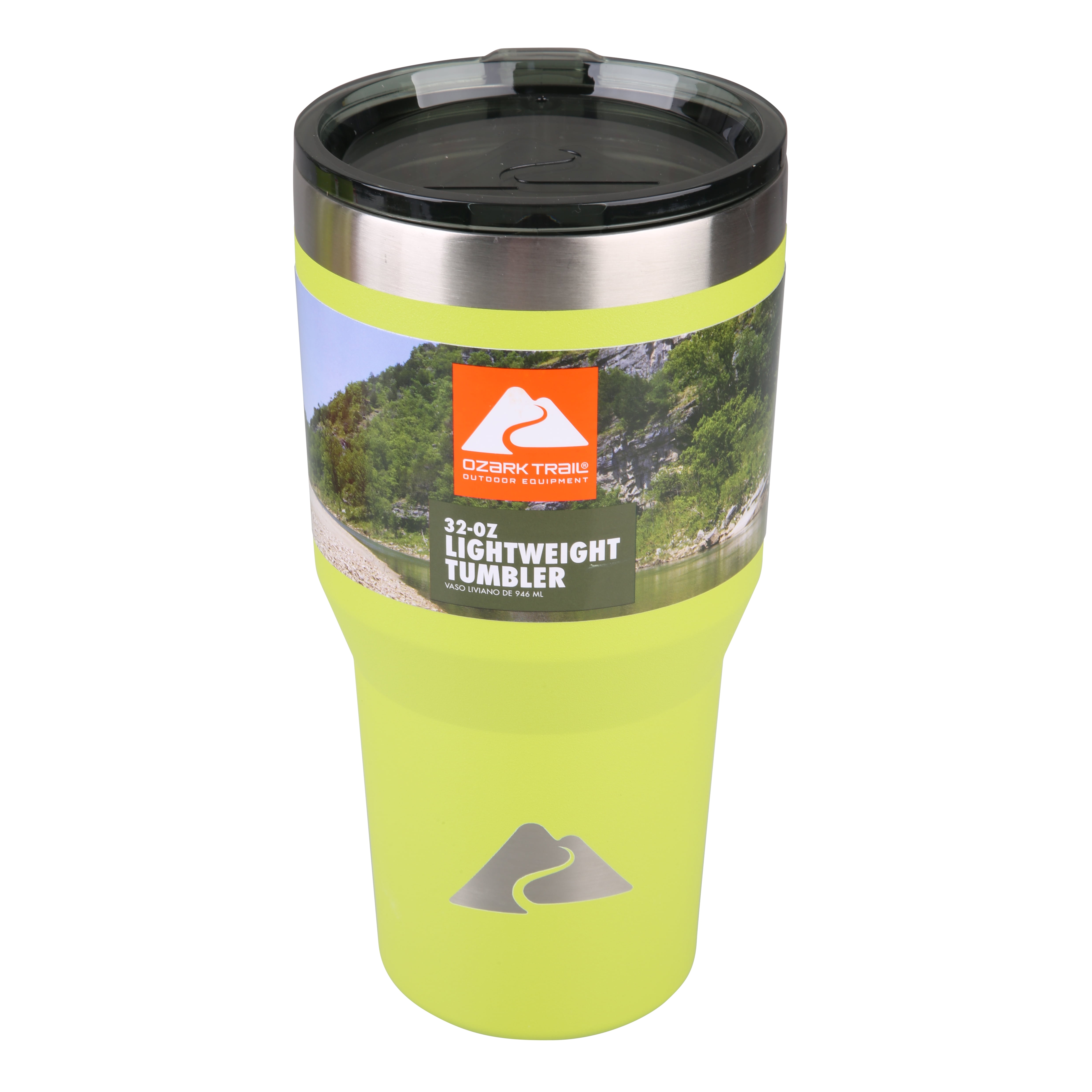 Ozark Trail 32oz Light Weight Stainless Steel Tumbler, Glow Stick Green