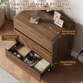 thumbnail image 3 of Aufeile Nightstand with Charging Station, Modern Curved Nightstand with 3 Drawers, Bedside Table for Bedroom, Walnut, 3 of 9