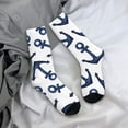 thumbnail image 5 of Vsdgher Navy Blue Anchor Crew Socks for Men & Women, Breathable Casual Athletic Ankle Socks, 5 of 6