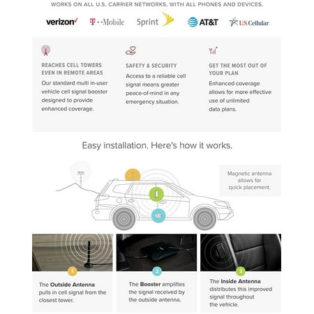 weBoost - Drive X Vehicle Cell Phone Signal Booster for Car, Truck, Van, or SUV, Boosts 5G & 4G LTE for All U.S. Carriers - Black
