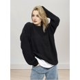 thumbnail image 4 of Women'S Autumn and Winter Round Neck Pullover Loose Casual Long Sleeve Knitted Sweater Pullover Tops Black L, 4 of 9