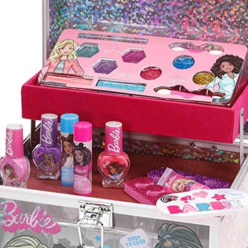 Barbie - Townley Girl Train Case Cosmetic Makeup Set Incluye brillo de labios, brillo de o Townley Girl Townley Girl