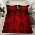 thumbnail image 2 of Feelyou Mystic Western Damask Queen Sheet Sets for Women, Black Red Mandala Flower Flat Sheet, Vintage Bohemian Queen Fitted Sheet, Microfiber Bedroom Decor, 4 Pieces, 2 of 7