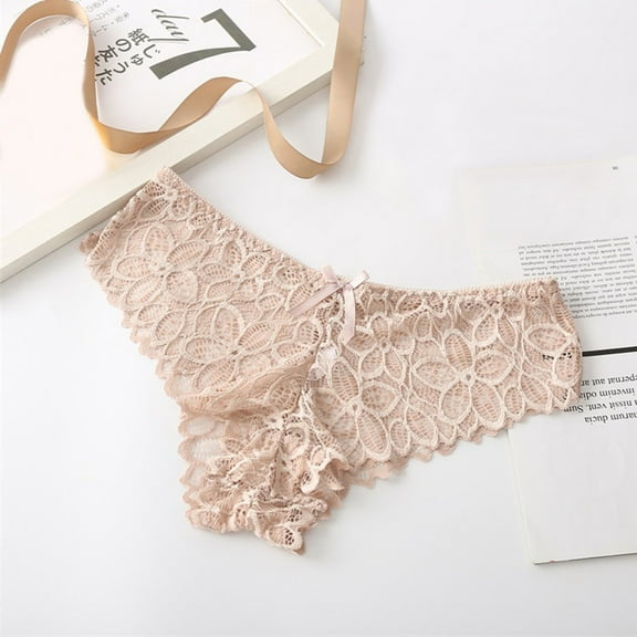 Panties for Women Tbopshirt Brief Underwear,Hipster Underwear,Women's Bow Hollowing out Bikini Comfy Lace Underwear Shorts,Cheeky Panties