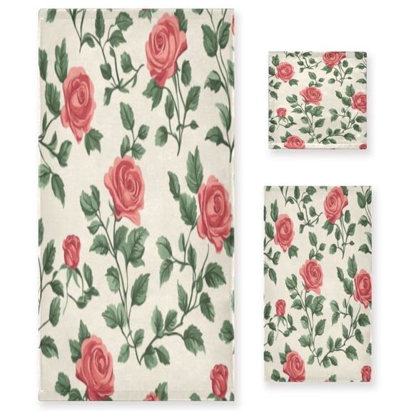 Three-Piece Towel Set Face Towel Towel Set Hand Towel Bath Towel Cotton Bath Towels Bath Towel Sets Hand Bath Towels Pink Flowers4