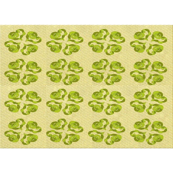 Ahgly Company Indoor Rectangle Patterned Acid Green Area Rugs, 4' x 6'