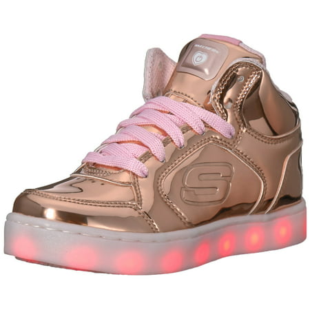 Skechers Kids Girls' Energy Lights-Dance-N-Dazzle Sneaker, Rose Gold, 6 M US Big (Best Shoes On The Market)