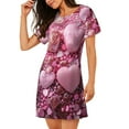 thumbnail image 2 of Lsque Pink Glitter Heart Candy Pattern Nightgowns for Women Sleep Shirts Short Sleeve Nightshirt Pullover Nightdress Soft Sleepwear Relaxed Fit Nightdress, 2 of 6