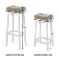 thumbnail image 5 of Barstow 24" White Bar Stools with Gray faux leather cushion (Set of 2), 5 of 12