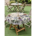 thumbnail image 4 of Outdoor Tablecloths with Umbrella Hole & Zipper, Spring Flowers Round Tablecloth 54 Inch, Vintage Floral Leaves Birds Farmhouse Plaid Waterproof Table Cloth, Patio/Pool/Picnic Table Covers, 4 of 8