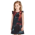 thumbnail image 1 of Fotbe Red Moon Shark Sailboat Vestido de Dormir para Niñas de 3 a 10 Años, Mangas Cortas, Estilo Princesa, Pijama Camisón con Mangas Voladas-Medium, 1 of 6