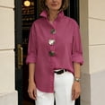 thumbnail image 5 of Omexry Plus Size Tops Women Turn Down Collar Long Sleeve Oversized Big Button Decor Casual Loose Solid Color Shirt Pink XXL, 5 of 5
