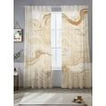 thumbnail image 2 of Marble Sheer Curtains 96 Inch Long 2 Panels, Abstract Fluid Art Beige Brown Marble Texture Modern Light Filtering Rod Pocket Semi Sheer Curtains, Sheer Voile Drapes for Living Room Bedroom, 52"x96", 2 of 5