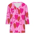 thumbnail image 5 of VALMASS Valentine's Day 3/4 Sleeve V Neck Shirts Women Casual Cute Heart Print Tee Plus Size Pullover Tops (4XL, Hot Pink-C), 5 of 5