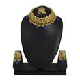 thumbnail image 3 of Efulgenz Indian Jewelry Choker Necklace Maang Tikka Earrings Bollywood Wedding Crystal Kundan Necklace Earrings Head Chain Set, 3 of 5