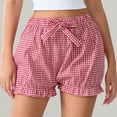 thumbnail image 2 of Inleife Shorts for Women Ladies' Summer Casual Bow Plaid Spicy Girl Shorts, 2 of 5