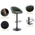 thumbnail image 4 of Drevy Adjustable Swivel Bar Stools Set of 2 Modern Counter Height Barstools with Low Back Leather Upholstered Kitchen Island Bar Chairs with Metal Footrest for Home Bar/Dining Room, Dark Green, 4 of 6