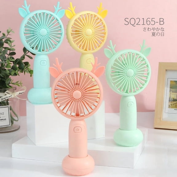 Desk Fan Cooling Fan Charging Fans Mini Desktop Handheld Adjustable 2 Speed Electric Fan Light Quiet Travel Outdoor Cooling Fans Portable Table Fan for Home Office(Random color)