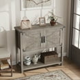 thumbnail image 4 of Farmhouse Console Table with Storage – 2-Door Wooden Sideboard, Open Shelf – Narrow Sofa Entryway Table for Living Room, Hallway, Kitchen, Dining – Grey Color, 4 of 8