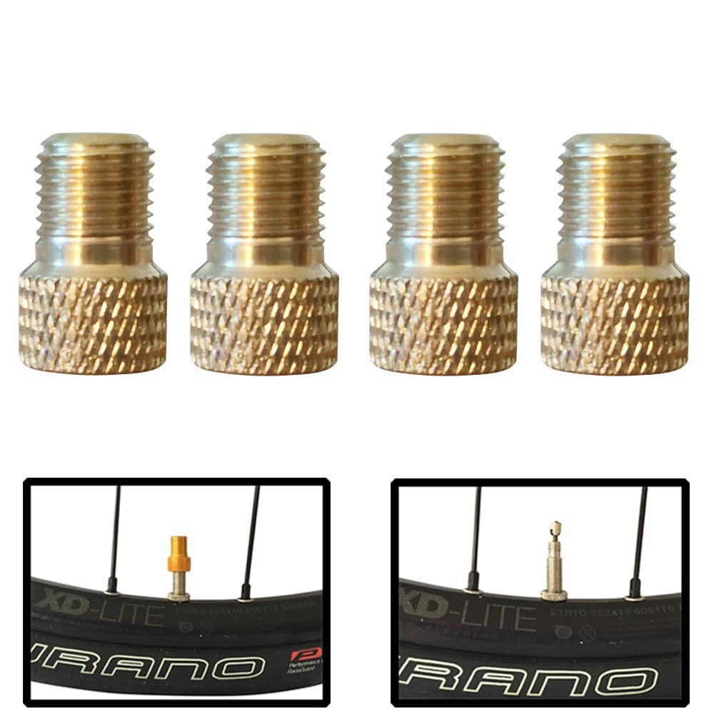 Set of 4 Bicycle Presta Valve Adapters for Road, Mountain, Track, & Fixie Models ( 8 Color