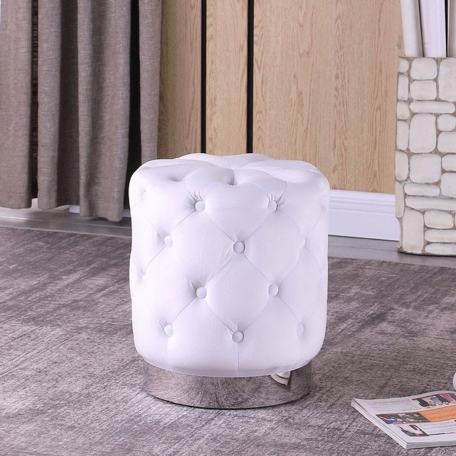 Jacobson Tufted Velvet Gray Accent Ottoman