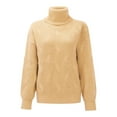 thumbnail image 6 of Baqcunre Womens Sweaters Women's Casual Loose Turtleneck Knitted Sweater Pullover Long Sleeve 2023 Autumn/Winter Sweater Top Hoodies For Women Womens Fall Tops Beige L, 6 of 6