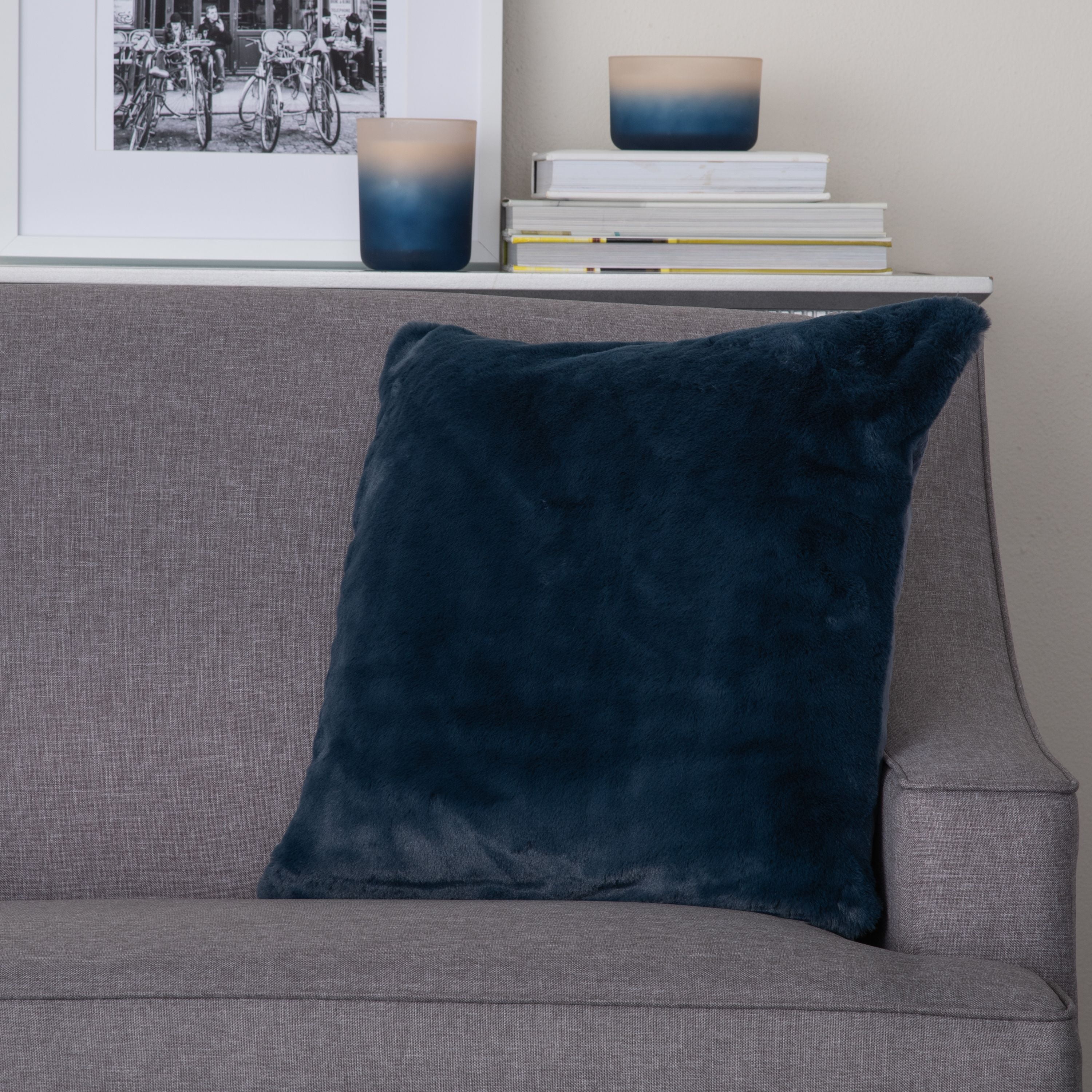 Faux Rabbit Fur Decorative Throw Pillow, 20"x20"