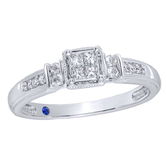 White Natural Diamond Promise Ring in 10k White Gold (0.25 Cttw)